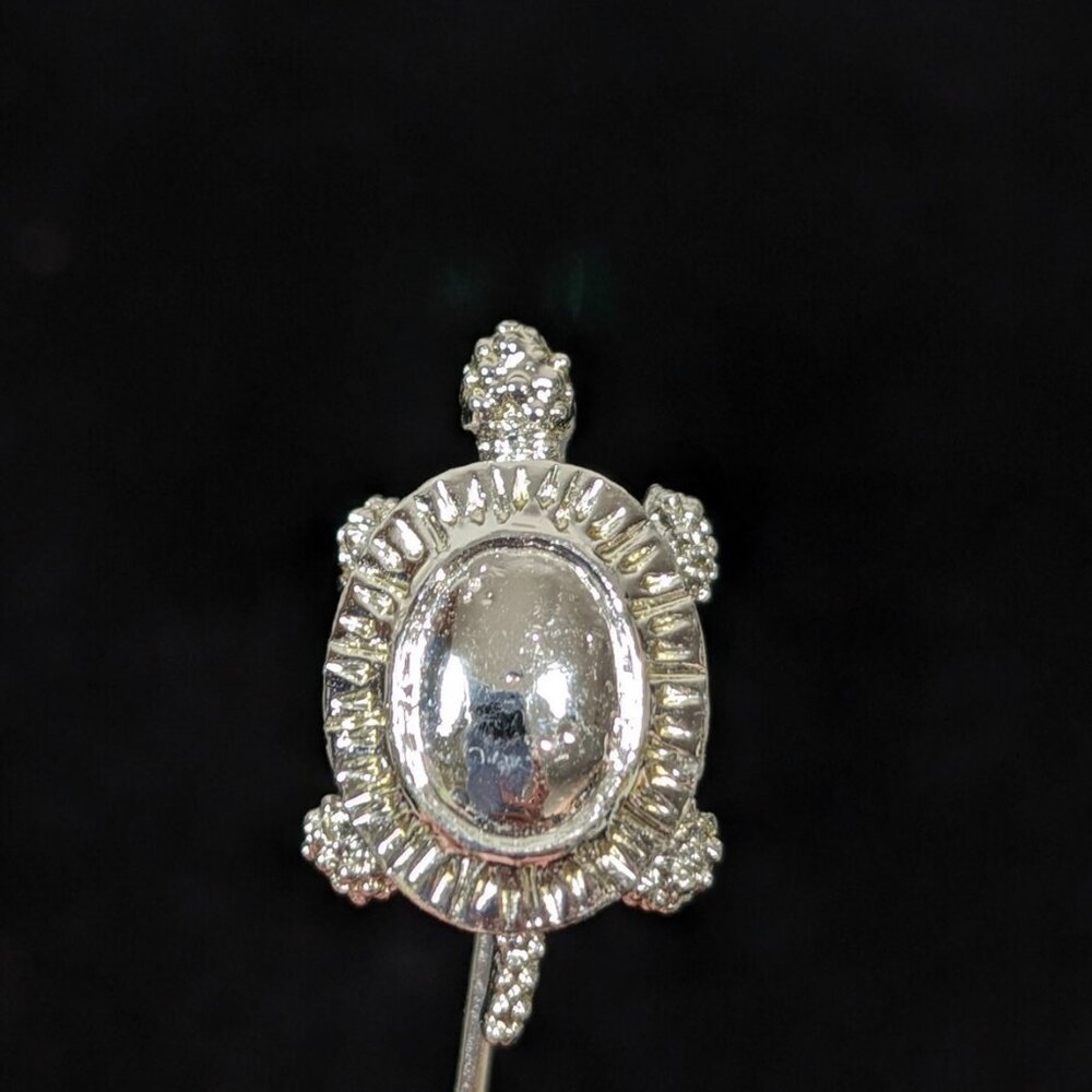 Vintage Silver Tone Turtle Short‎ Stick Pin Beachy Boho Coastal Chic